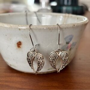 Angel wings y2k silver dangly earrings